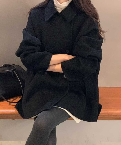 コート チェスターコート ダブルブレストウールライクコート