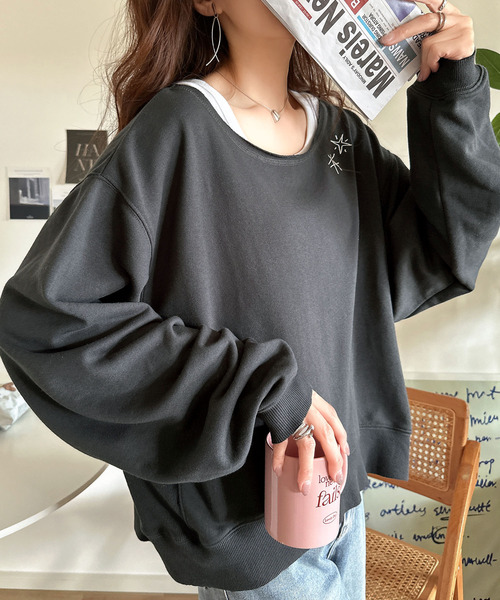 「Java」 スウェットカットソー LARGE チャコール レディース_画像3