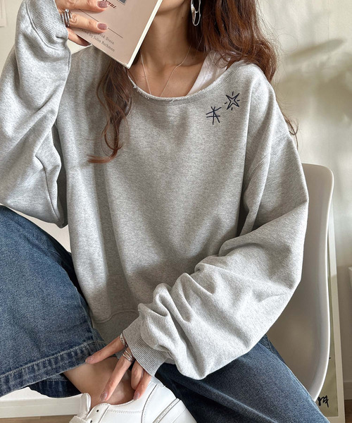 「Java」 スウェットカットソー LARGE チャコール レディース_画像6