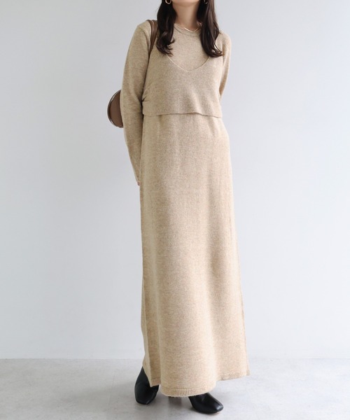 andme（アンドミー） ワンピース ロングニットワンピース「ビスチェ