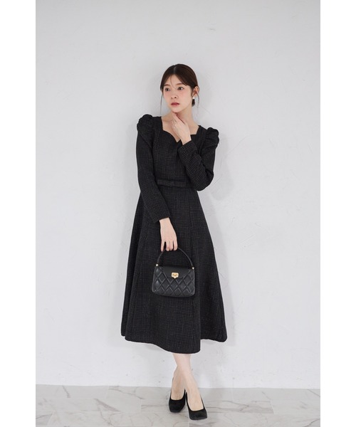 【新品タグ付き】tocco closet ツイードワンピース パーティドレス 黒 tocco closet（トッコ クローゼット） ワンピース 「ZOZO限定」ハート