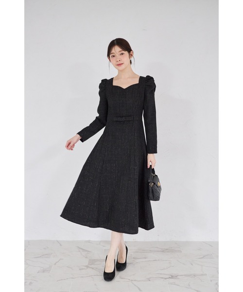 【新品タグ付き】tocco closet ツイードワンピース パーティドレス 黒 tocco closet（トッコ クローゼット） ワンピース 「ZOZO限定」ハート