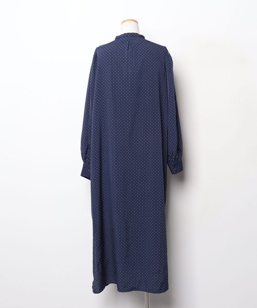 「BONLECILL」 ドット柄長袖ワンピース M ネイビー レディース_画像2