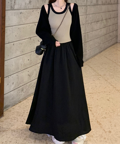 「c.u.l」 コンビワンピース L ベージュ レディース_画像5