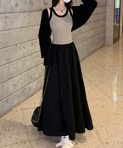 「c.u.l」 コンビワンピース L ベージュ レディース_画像7