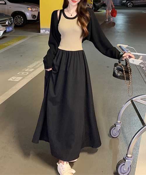 「c.u.l」 コンビワンピース L ベージュ レディース_画像8