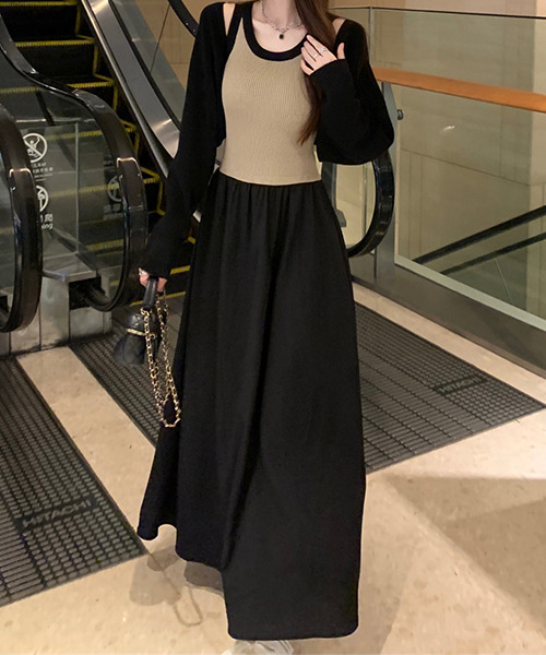 「c.u.l」 コンビワンピース L ベージュ レディース_画像9