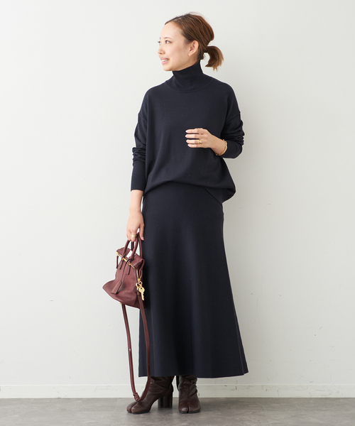 Deuxieme Classe ニットフレアスカート 美品】Deuxieme Classe ドゥーズィエムクラス ウール100 ニットフレア