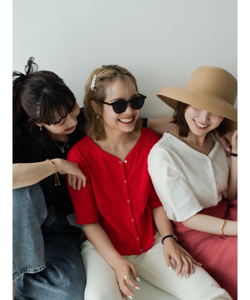 「jumelle」 カーディガン FREE レッド レディース_画像3