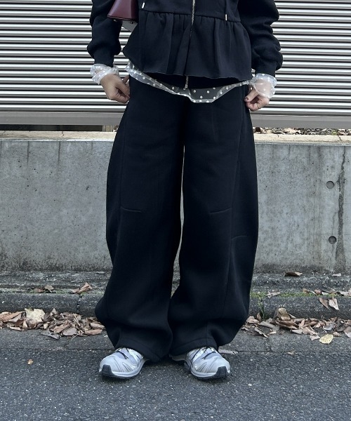 ニッセン（nissen） パンツ 裏起毛スウェットバレルレッグパンツ