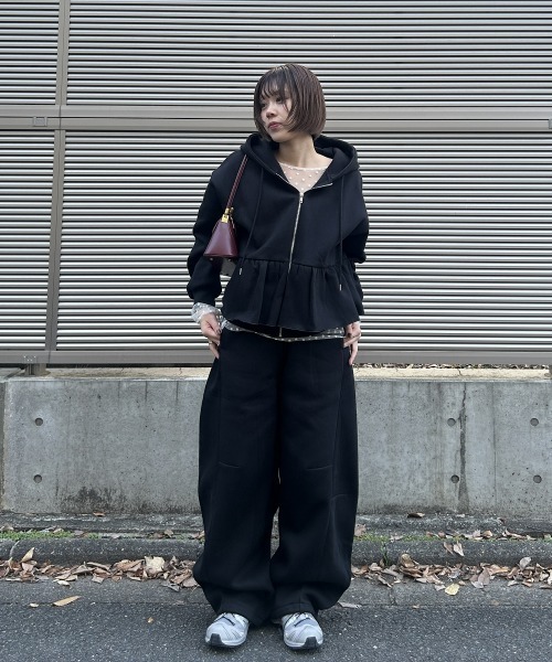 ニッセン（nissen） パンツ 裏起毛スウェットバレルレッグパンツ