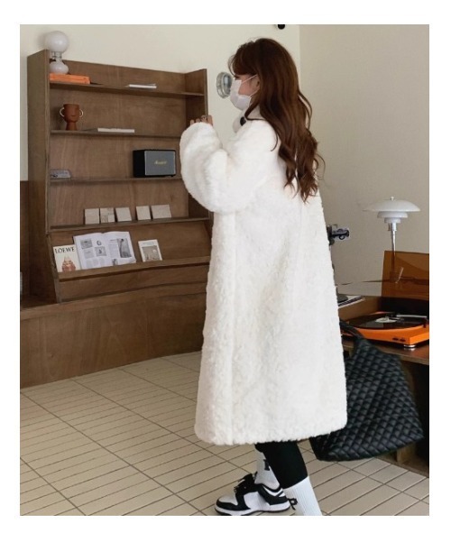 FAVORITO コート アウター スタンドカラーボタンでボアロングコート