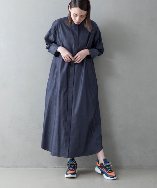 「MARECHAL TERRE」 長袖ワンピース MEDIUM インディゴブルー レディース_画像4