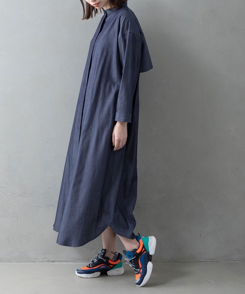 「MARECHAL TERRE」 長袖ワンピース MEDIUM インディゴブルー レディース_画像5