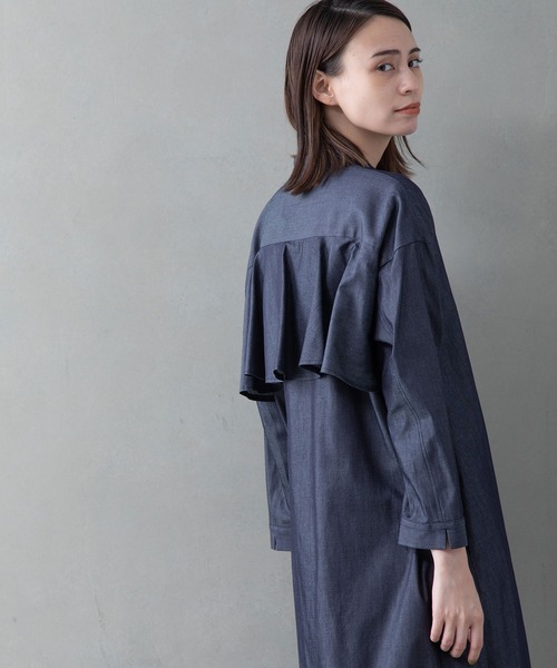 「MARECHAL TERRE」 長袖ワンピース MEDIUM インディゴブルー レディース_画像8