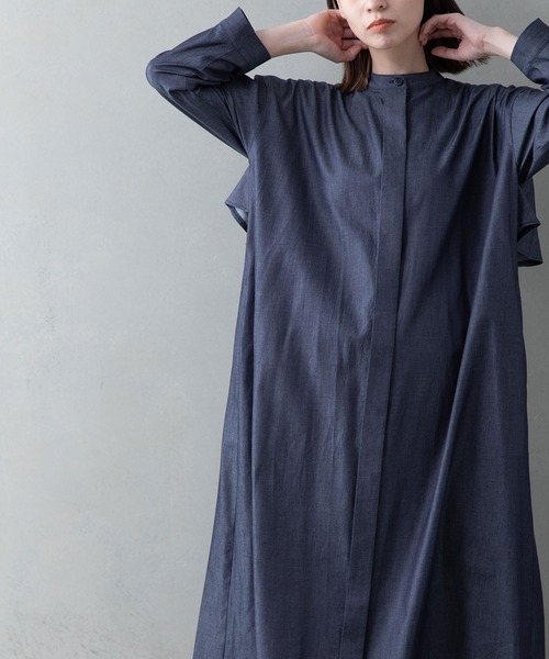 「MARECHAL TERRE」 長袖ワンピース MEDIUM インディゴブルー レディース_画像9