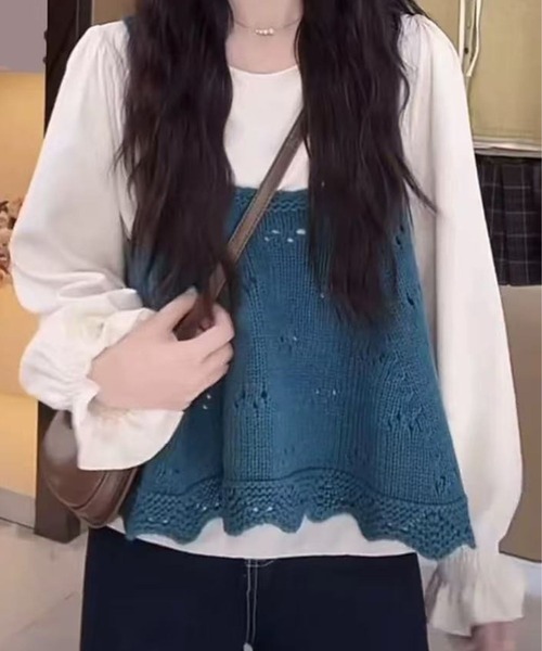 CADBURY（キャドバリー） キャミソール Uネックカギ編みニット