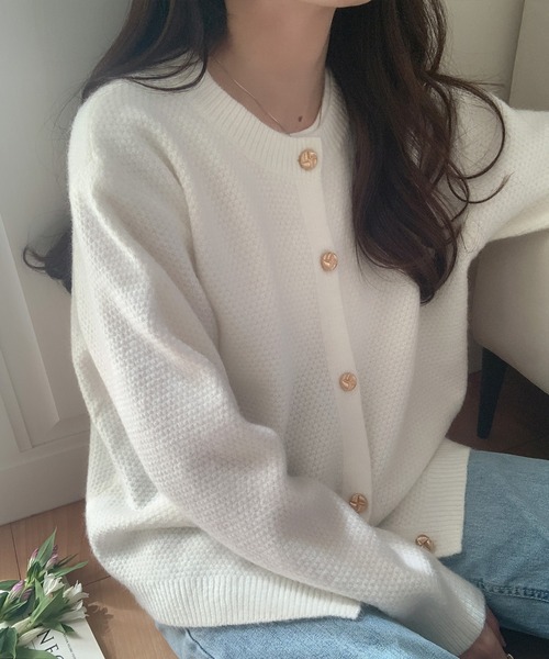 「LAUIR」 ニットカーディガン FREE ネイビー レディース_画像5