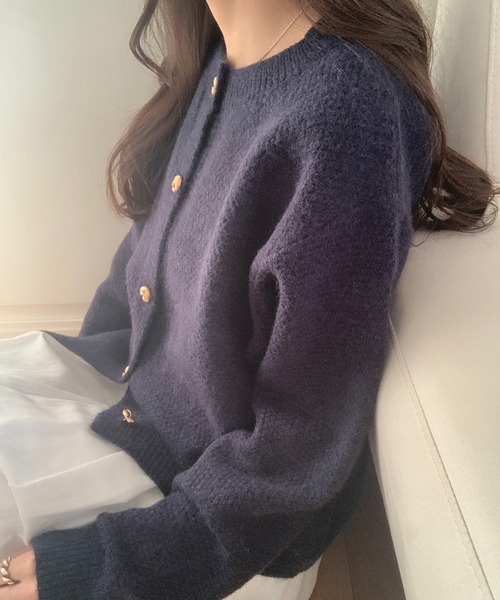 「LAUIR」 ニットカーディガン FREE ネイビー レディース_画像8