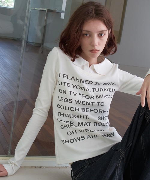 SOLWEIGE tシャツ 「SOLWEIGE」レイヤード風 シャツカラーデザイン 