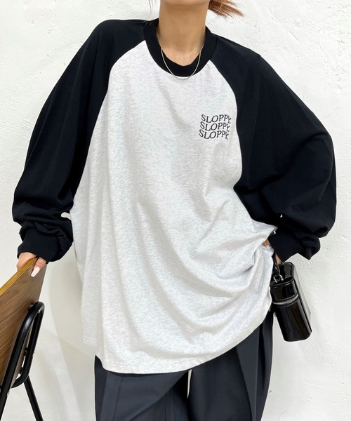 「WHO'S WHO gallery」 「sloppy」長袖カットソー FREE グレー レディース_画像4