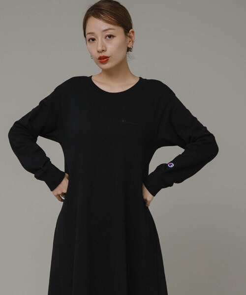 Champion（チャンピオン） 長袖ワンピース FREE ブラック レディース