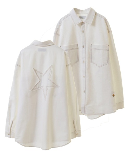 CONVERSE TOKYO ブラウス シャツ STAR PATCH OVERSIZED DENIM SHIRT