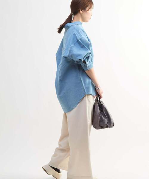 トップス star CONVERSE TOKYO ブラウス シャツ STAR PATCH OVERSIZED DENIM SHIRT