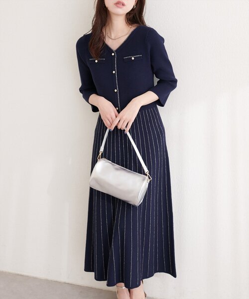 natural couture ワンピース ラメプリーツニットワンピース : ZOZOTOWN