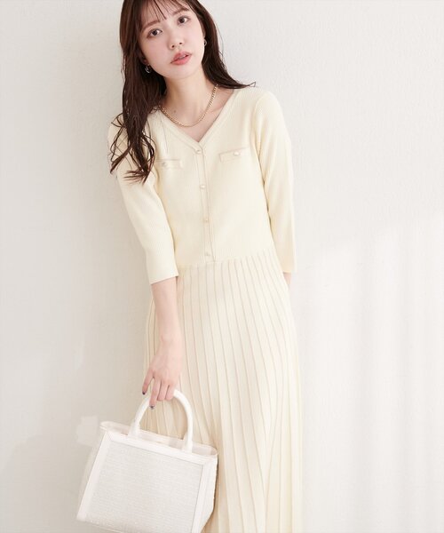 natural couture ワンピース ラメプリーツニットワンピース : ZOZOTOWN
