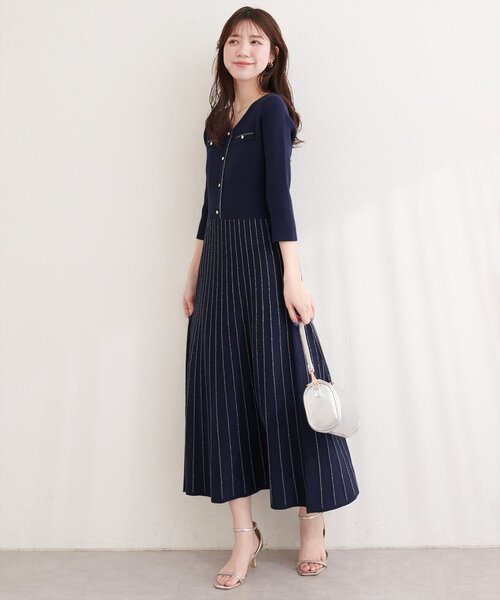 natural couture ワンピース ラメプリーツニットワンピース : ZOZOTOWN