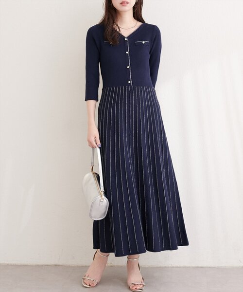 natural couture ワンピース ラメプリーツニットワンピース : ZOZOTOWN