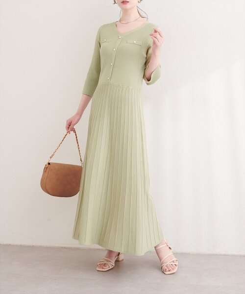 natural couture ワンピース ラメプリーツニットワンピース : ZOZOTOWN