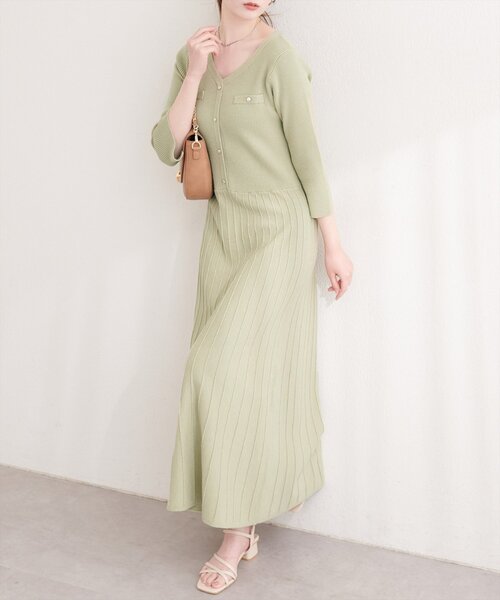 natural couture ワンピース ラメプリーツニットワンピース : ZOZOTOWN