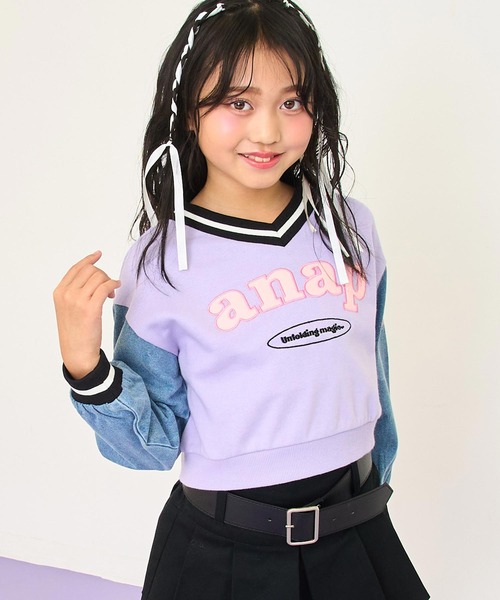 ANAP kids（アナップキッズ） デニム袖 配色切替 スウェット 