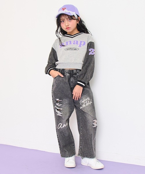 ANAP kids（アナップキッズ） デニム袖 配色切替 スウェット 