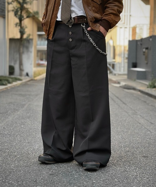 MandO（エムオー） ワイドパンツ スラックス 2WAYキーチェーン付ボタン