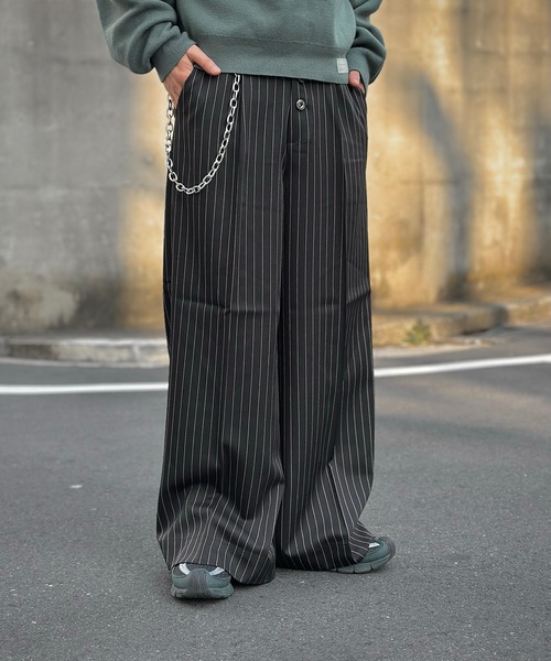 MandO（エムオー） ワイドパンツ スラックス 2WAYキーチェーン付ボタン