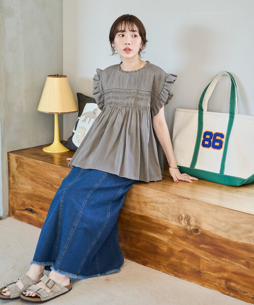 【9月限定値下げ】ギャザーフリルブラウス FREAK'S STORE（フリークスストア） ブラウス シャツ 限定展開 インド