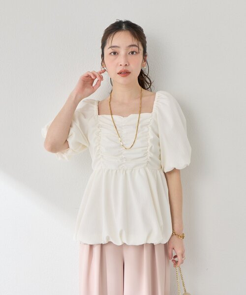 ブラウス シャツ 「最強モテ系」バルーンペプラムブラウス レディースの画像