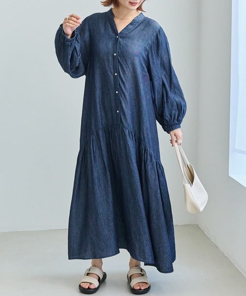 シャツワンピース シアーデニムギャザーワンピース_11