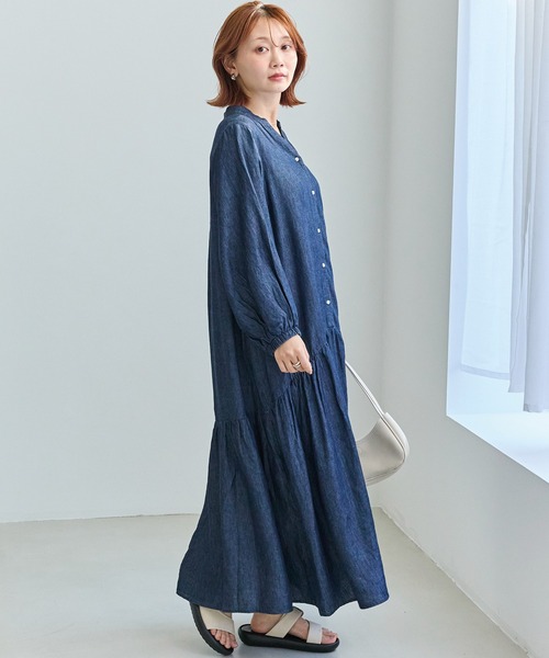 LAVEANGE（ラビアンジェ） シャツワンピース シアーデニムギャザー