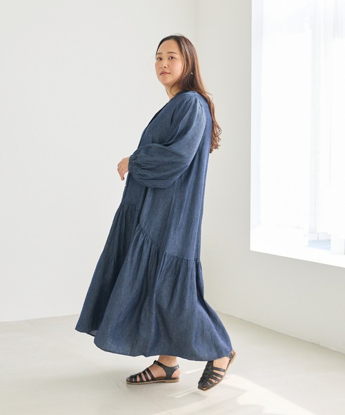 LAVEANGE（ラビアンジェ） シャツワンピース シアーデニムギャザー