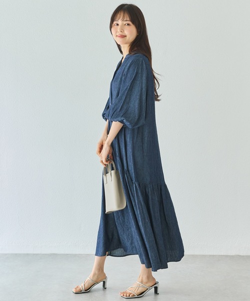 LAVEANGE（ラビアンジェ） シャツワンピース シアーデニムギャザー