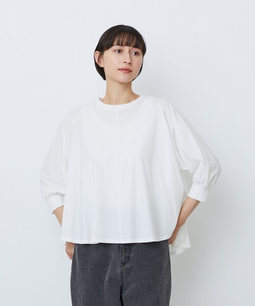 tシャツ コットン強撚天竺Aラインプルオーバー レディースの画像