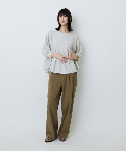 tシャツ コットン強撚天竺Aラインプルオーバー レディースの画像