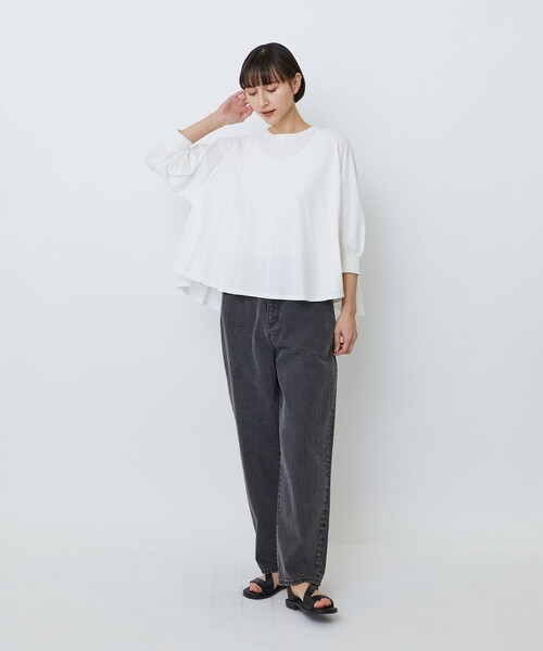 tシャツ コットン強撚天竺Aラインプルオーバー レディースの画像