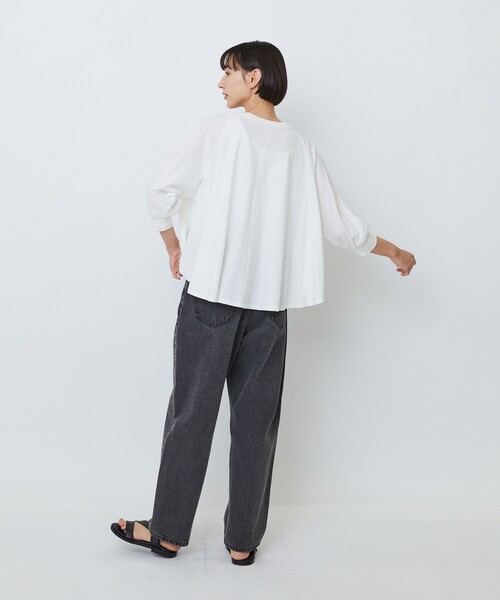 tシャツ コットン強撚天竺Aラインプルオーバー レディースの画像