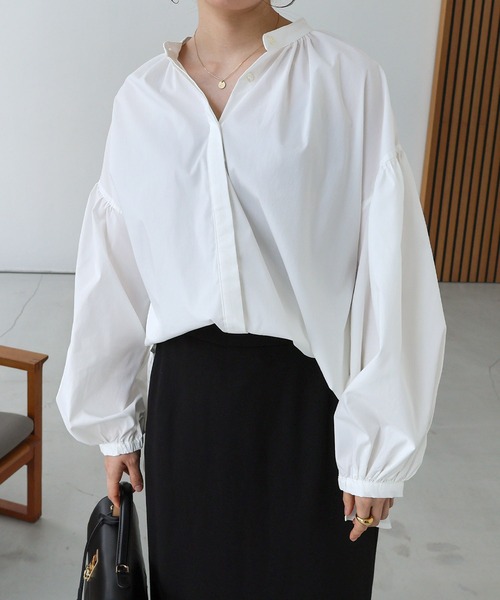 「evernavy」 長袖ブラウス M ライトブルー レディース_画像5