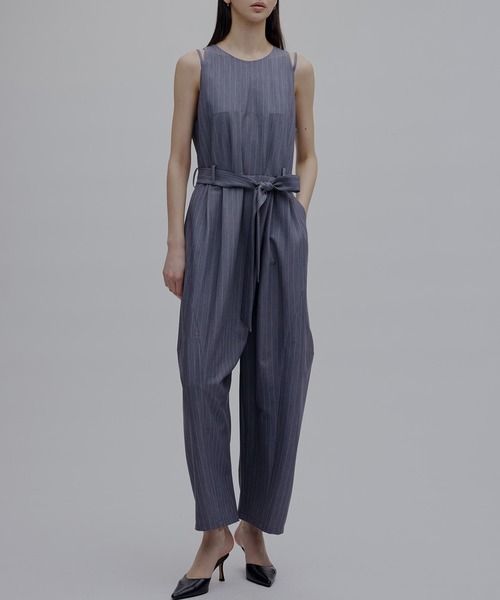 サロペット・オーバーオール・オールインワン AMERI 2WAY RIBBON CUT ROMPERS Ameri（アメリ） オールインワン COLOR PINSTRIPE CURVY ROMPERS